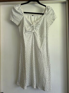 H&M Cream Mini Dress with Blue Floral Ditsy Print